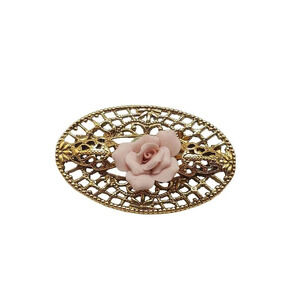 1928 Collection Clear Rhinestone Art Deco Style Gold Tone Brooch Vintage